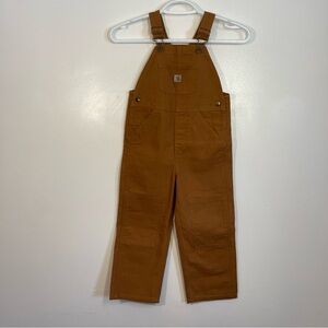 Carhartt Toddler Kids Bib Overalls - Sz 4T - Brown Double Knee Cargo Adjustable